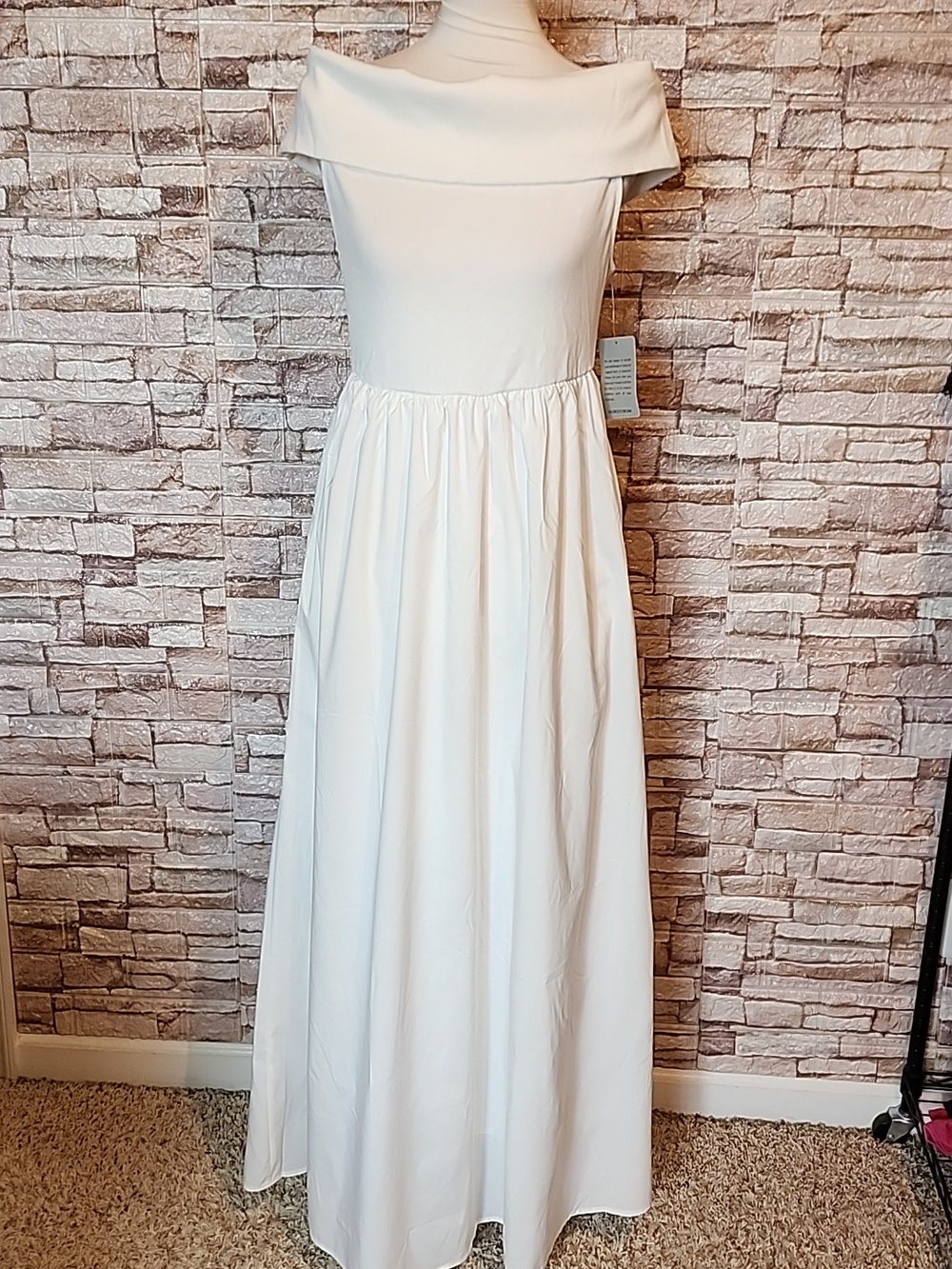 Love By Design Elegant Off-Shoulder White Maxi Dress Brand New